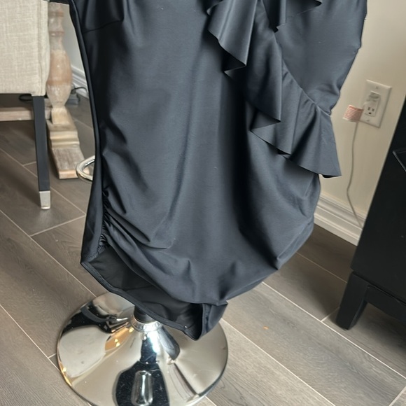 Blooming Jelly Black Ruffle VNeck Tummy Control Slimming One Piece Bathing Suit - Picture 8 of 16